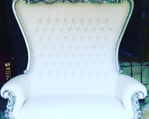 White and Silver Loveseat